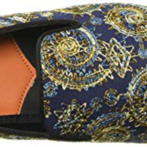 Tallia Quinzio Blue Embroidered Smoking Loafers Dress Shoes Men\'s 7 M / 40 EU main image 5